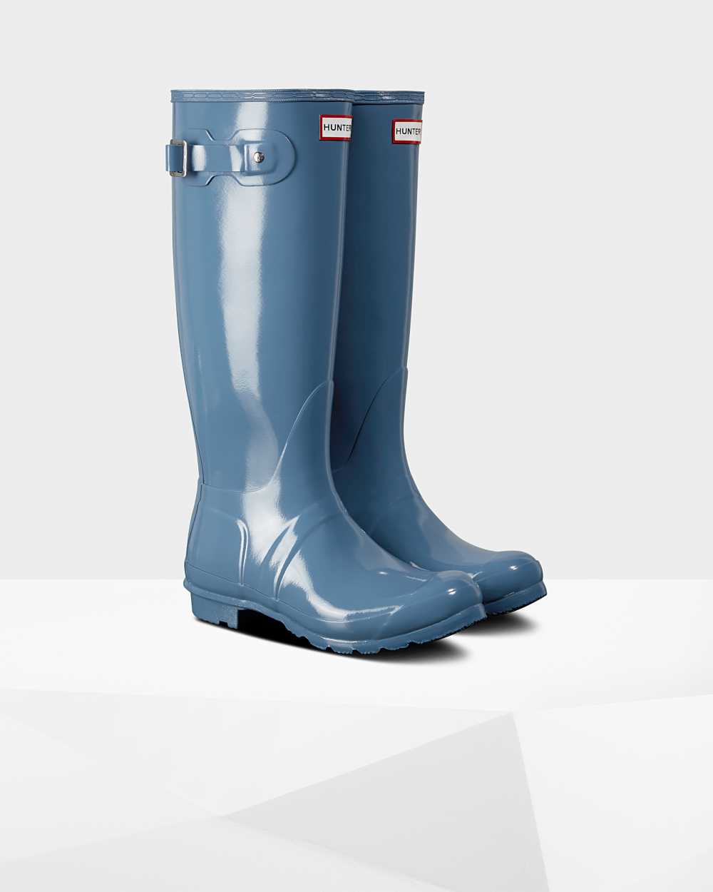 Hunter Original Tall Gloss Women's Rain Boots NZ-46473W Blue